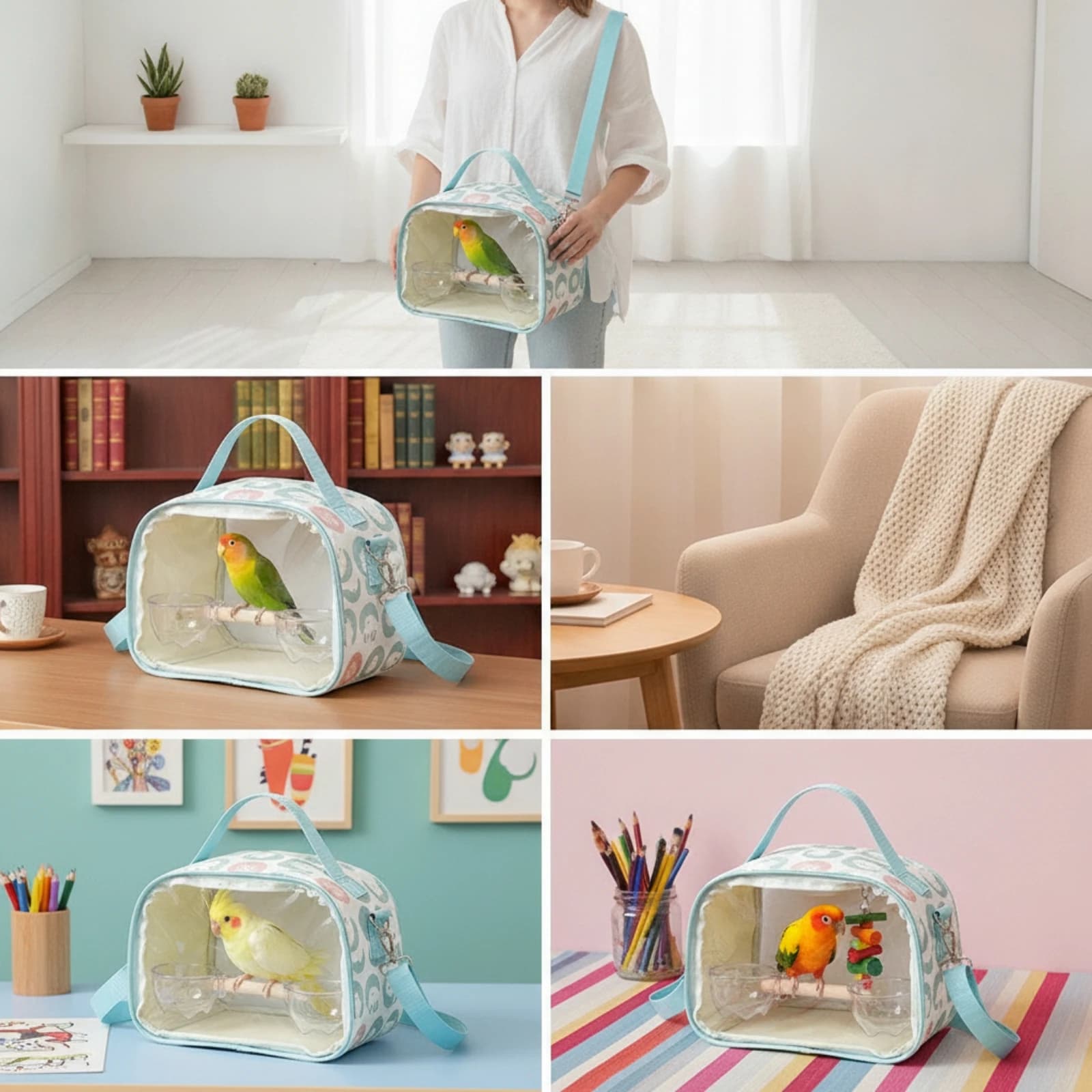 Bird Carrier with Perch Portable Bird Travel Bag Compact Easy to Clean for Pet Owners, Outdoor