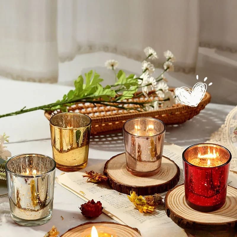 Set of 4 95 ml candle holders per wedding centrepiece Rustic candle holder for home decorations
