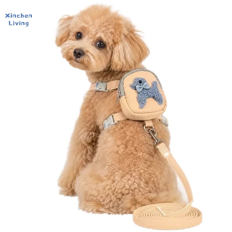 Dog Harness Backpack Leash Set Cute Adjustable Breathable No Pull Outdoor Adventure Small Medium Dogs Puppy Pet Supplies Hot New