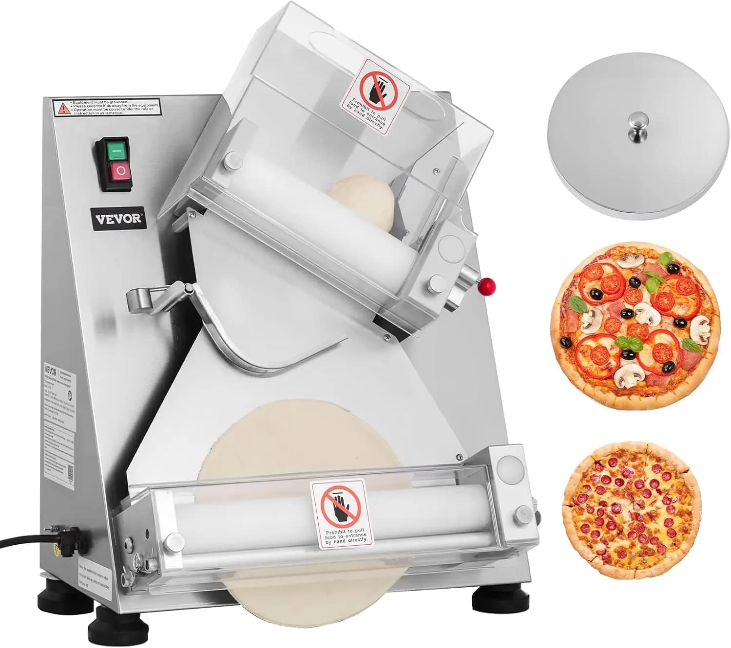 Pizza Dough Roller Sheeter, 3-14 Inch Automatic Stainless Steel Pizza Press, Commercial Electric 370W Pasta Maker Machine, 260