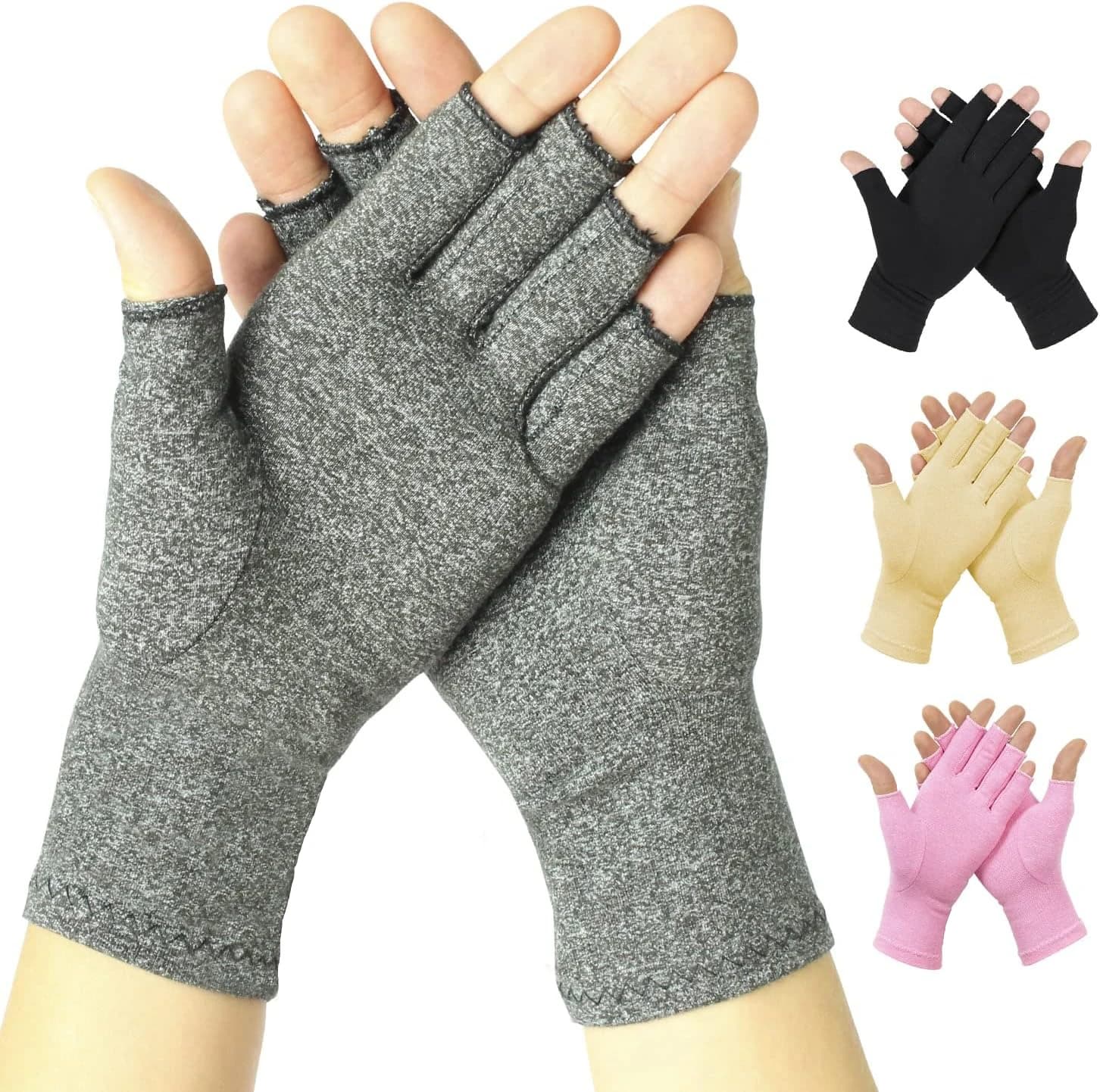 1 paio di guanti da donna e da uomo per artrite, supporto per il polso, sollievo dal dolore articolare, terapia per il polso, nero, grigio, rosa
