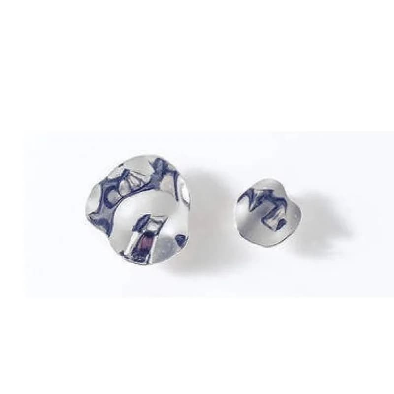 Orecchini ad ago in argento sterling 925 con disco ondulato asimmetrico dal design di nicchia per donna, stile minimalista, orecchini di fascia alta alla moda e versatili
