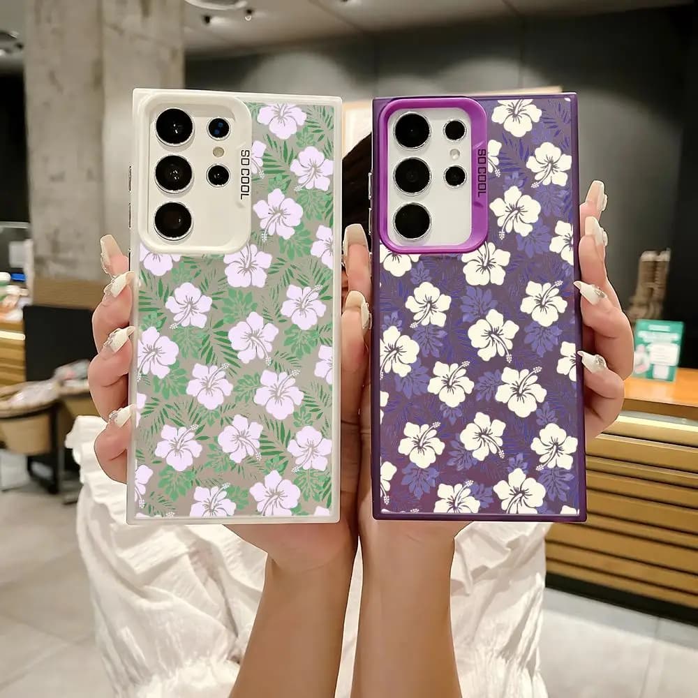 Custodia per telefono Fashion Wildflowers Ins per Samsung Galaxy S25 S24 S23 S22 S21 Ultra Plus, rigida, colorata, opaca, antiurto, con effetto laser