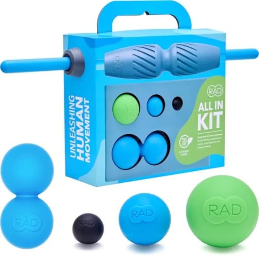 Set of 7-in-1 Foam Rollers for Full Body Massage with Massage Stick, Yoga Block and Massage Balls in Black for Muscle Relay