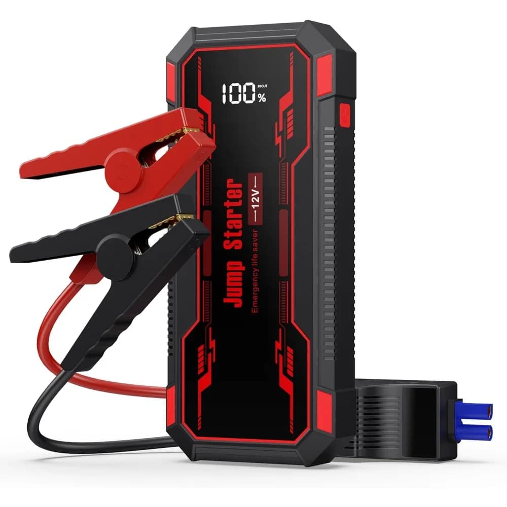 Avviatore di emergenza per auto 6000A Avviatore di emergenza per batteria per auto portatile, avviamento di ponticello per batteria 12V portatile (gas 10,0 l/ Diesel 8,0 l), display LCD