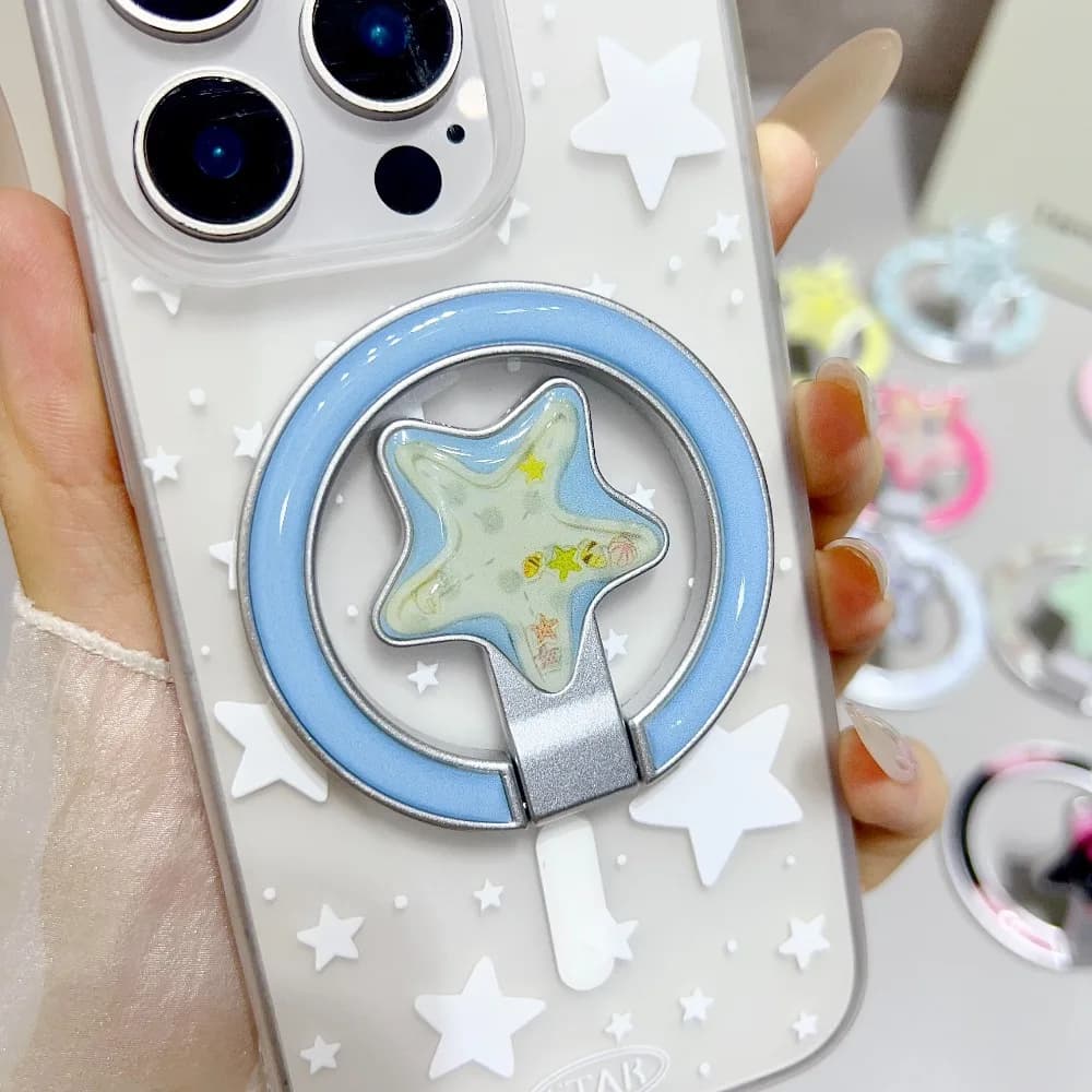 Supporto per telefono Star simpatico cartone animato coreano per staffa Magsafe GripTok per IPhone 17 Supporto magnetico universale Samsung Motorola Google
