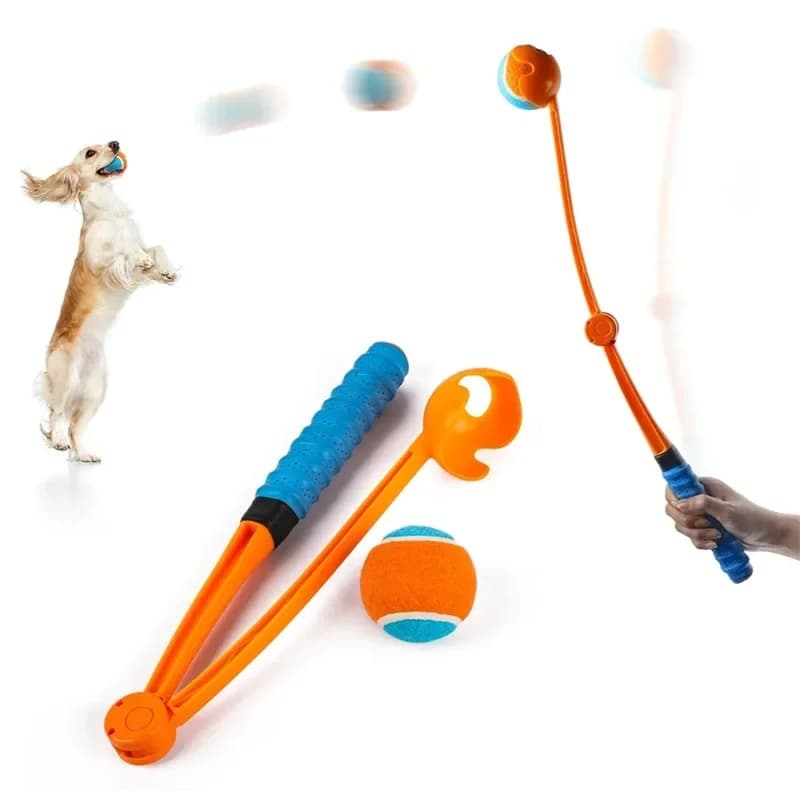Lanciatore di palline pieghevole e portatile per cani, per allenamento all'aperto con palline da tennis da 6,5 cm