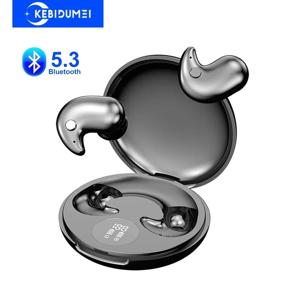 KEBIDUMEI Cuffie Bluetooth 5.3 per dormire, auricolari mini invisibili per chi dorme sul fianco, auricolari stereo HiFi wireless TWS impermeabili
