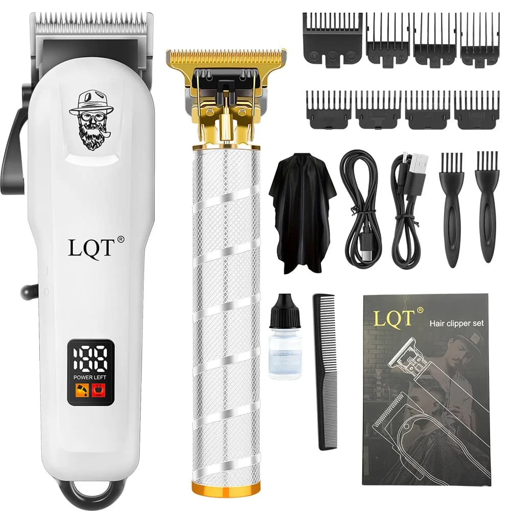 Professional Hair Clipper and Trimmer Set Men Electric Razor Shavers Beard Trimmer Rechargeable Barber Clippers Haircut Kit