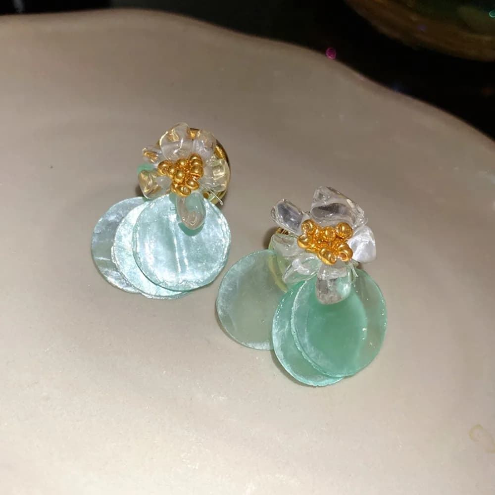 Charms Beach Summer Shell Stud Earrings Scallop Exaggerated Shell Drop Earrings Bohemian Chic Pendant Ear Studs Gift