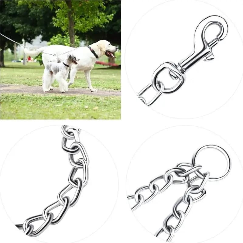 Guinzaglio Doppio per 2 Cani in Acciaio Inossidabile Resistente, Catena di Sicurezza a 2 Vie per Due Cani di Taglia Grande