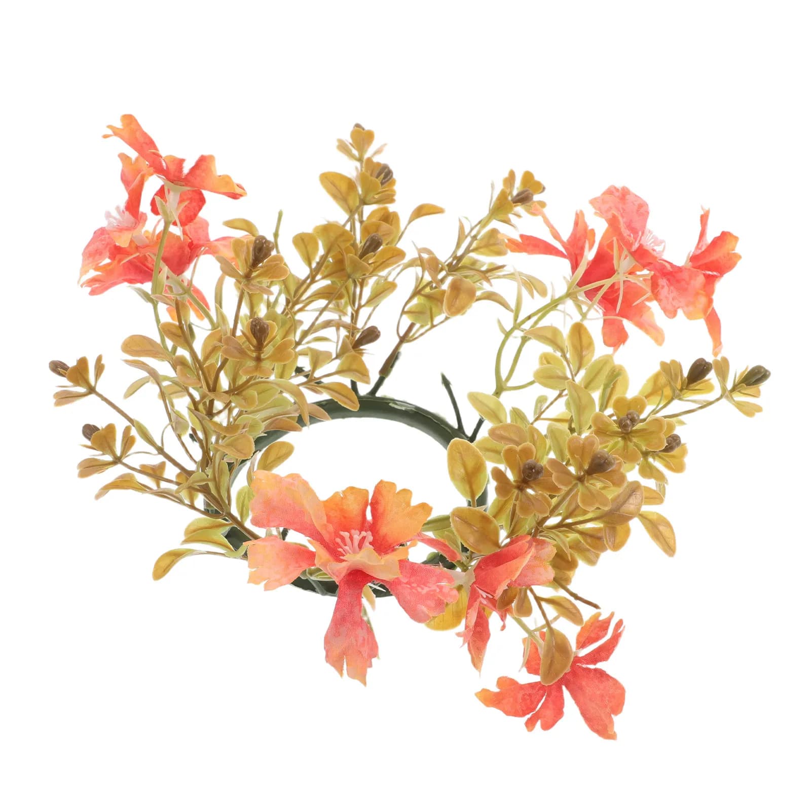 Elegant Tabletop Artificial Wreath with Lifelike Fake Flowers Tea Light Holder Mini Autumn Ring Thanksgiving Dinner Decor