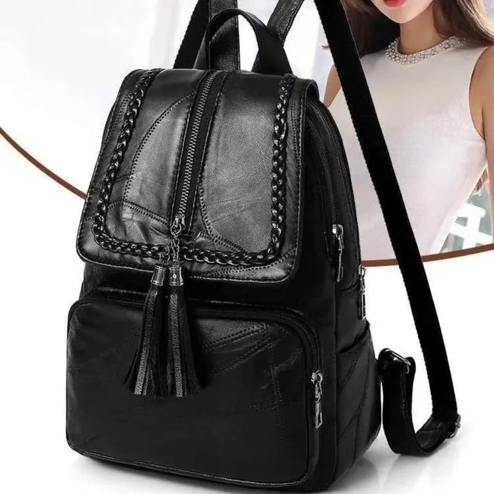 Zaino Portatile in Pelle PU Tinta Unita con Cerniera, Borsa a Tracolla Stile Coreano, Borsa Morbida, Borsa Scolastica per Studenti, Regalo