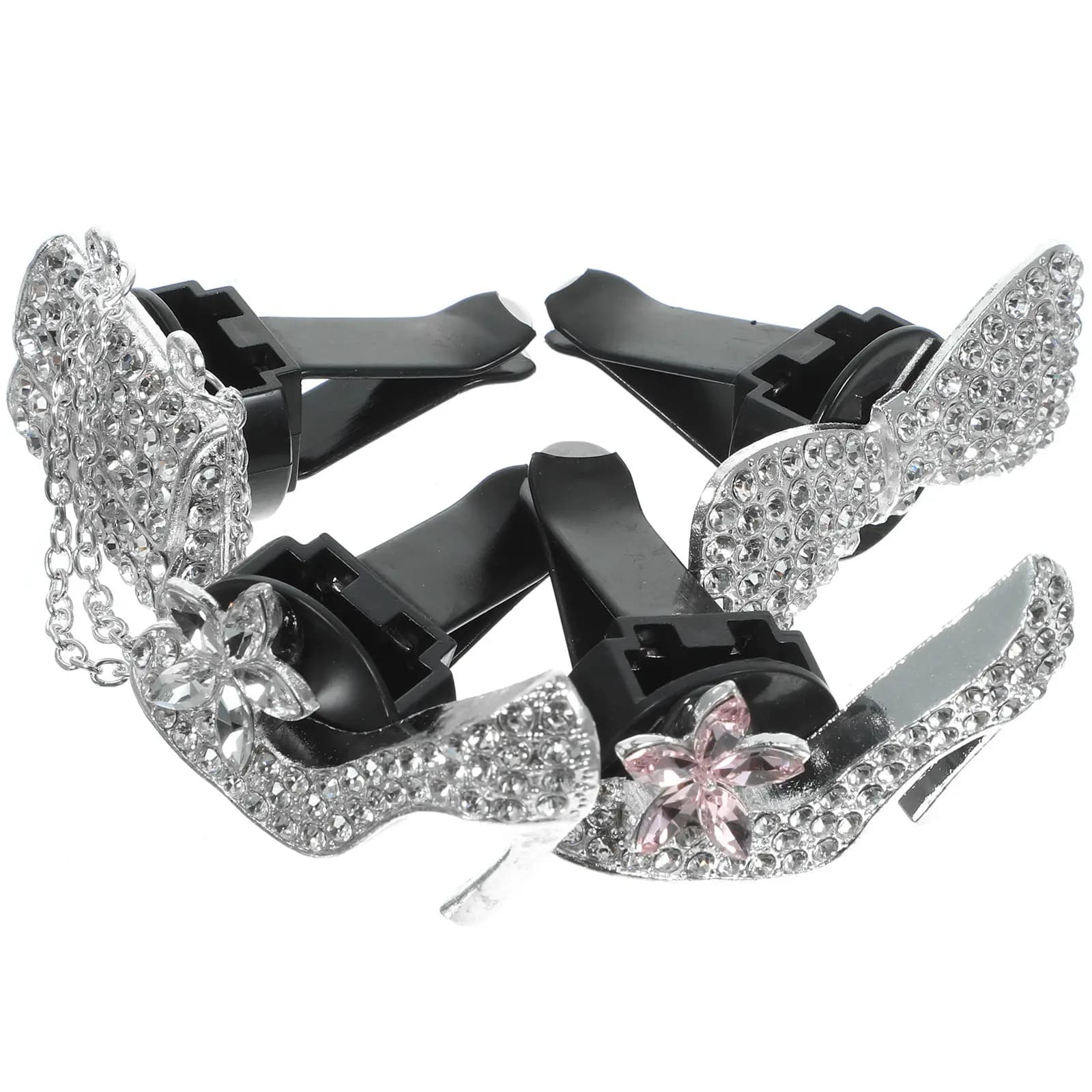 4 Pezzi Clip per Ventilazione Auto a Forma di Tacco, Deodorante per Auto con Design in Cristallo Luccicante, Accessori Decorativi per Interni Auto per Donne e Uomini