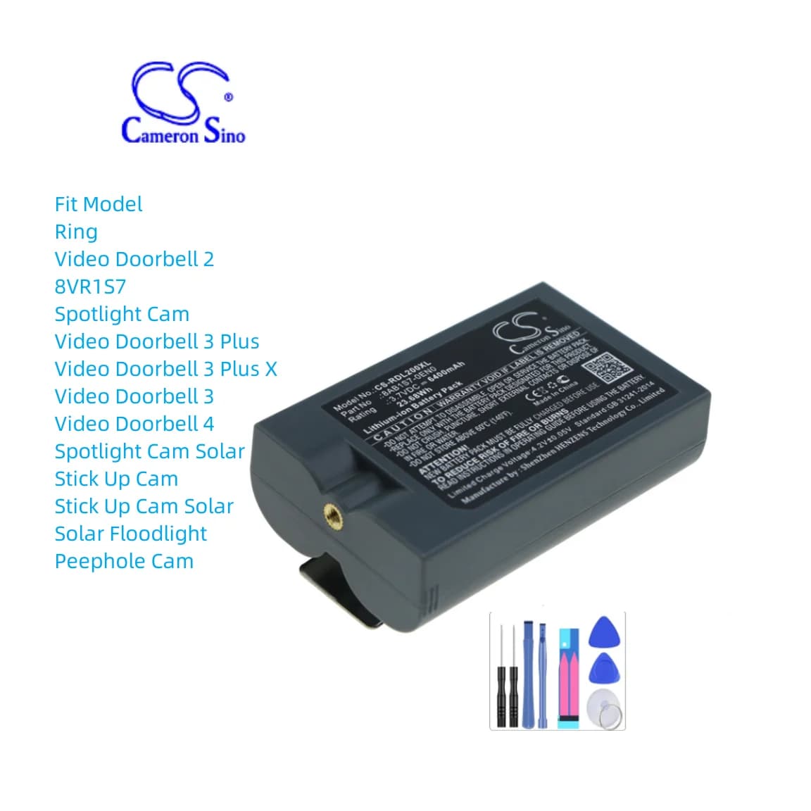 Home Security Camera Battery For Ring Video Doorbell 2 8VR1S7 Spotlight Cam 3 Plus Spotlight Cam Solar Stick Up Cam 6400mAh