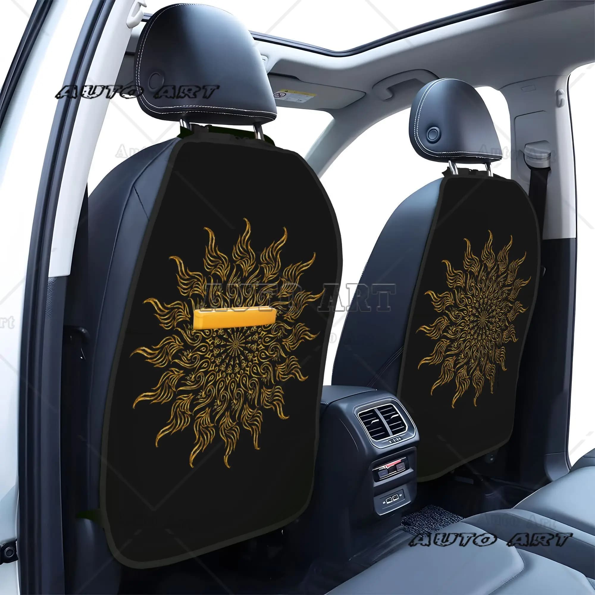 2 Pezzi Organizer per Sedile Auto con Design Mandala Dorato, Grandi Protezioni per Sedile Posteriore con Tasche Portaoggetti, Universali