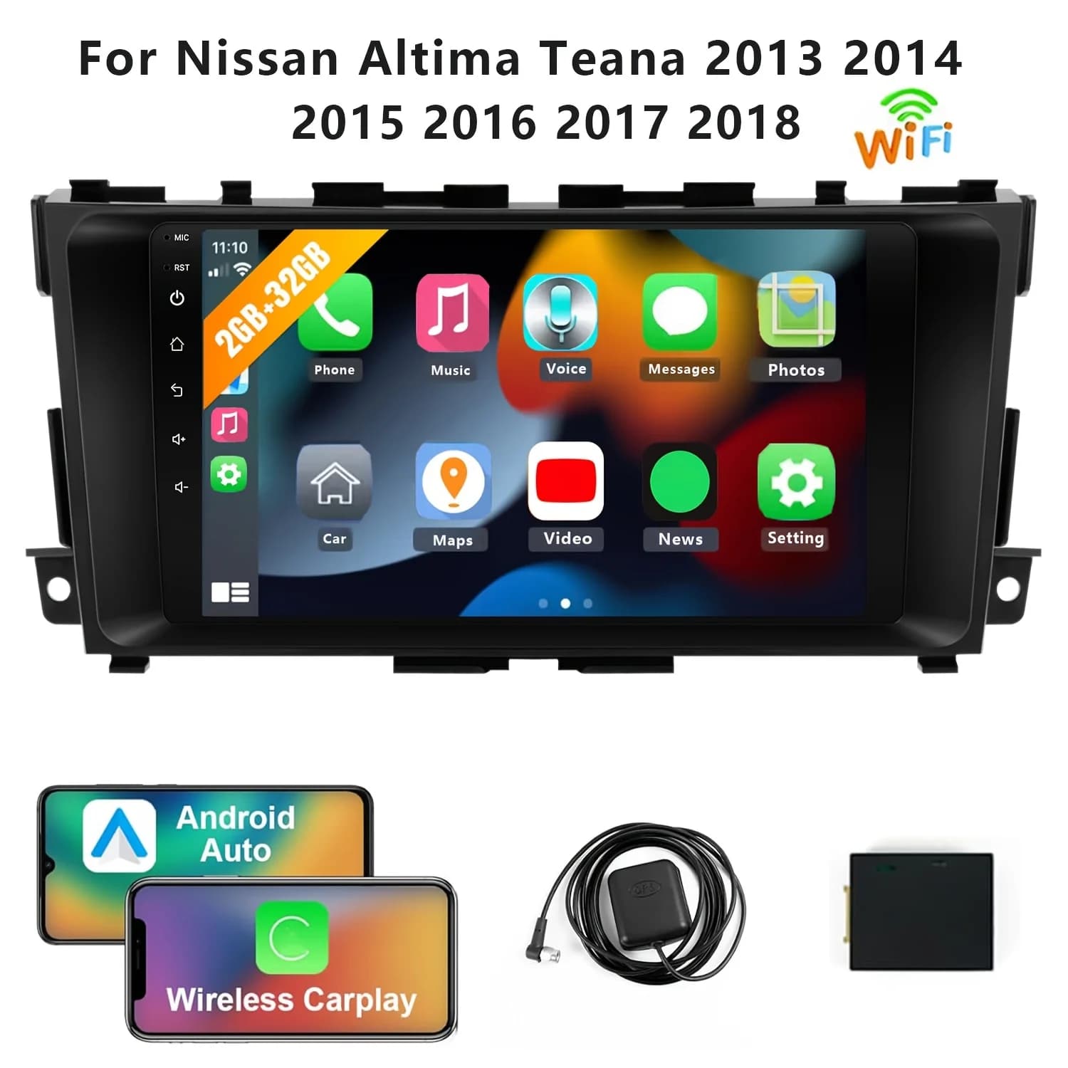 Autoradio wireless da 9 pollici stereo per Nissan Altima Teana 2013-2018 Supporto CarPlay Android Car