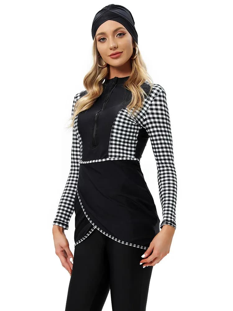 Women's Muslim Burkini Swimwear Modes Islamic Long Sleeve Full Cover Floral Dress Hijab Top Cap Swimwear