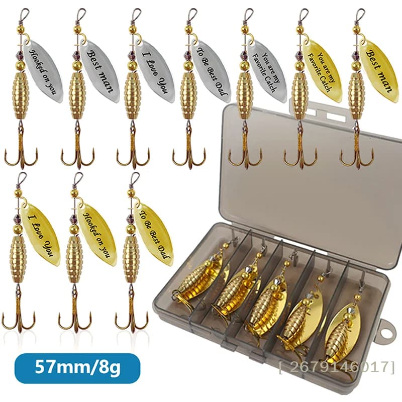 daYY26 da5/10 Pieces Artificial Spinner baits with Sequins and Ancoretta, Metal Cucchiaio baits, Fishing Dure baits with Box Fishing Equipment, Gift Dad's Day