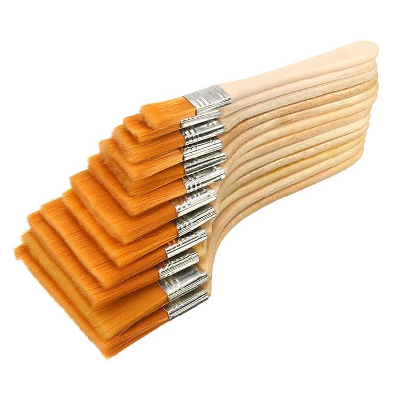 12pc/set High Quality Nylon Paint Brushes with Different Sizes and Wooden Handles Ideal for Acrylic, Oil and Watercolor Painting