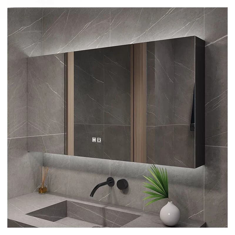 Bagno intelligente, mobiletto da bagno, specchio combinato a parete, mobiletto integrato per riporre e riporre oggetti,