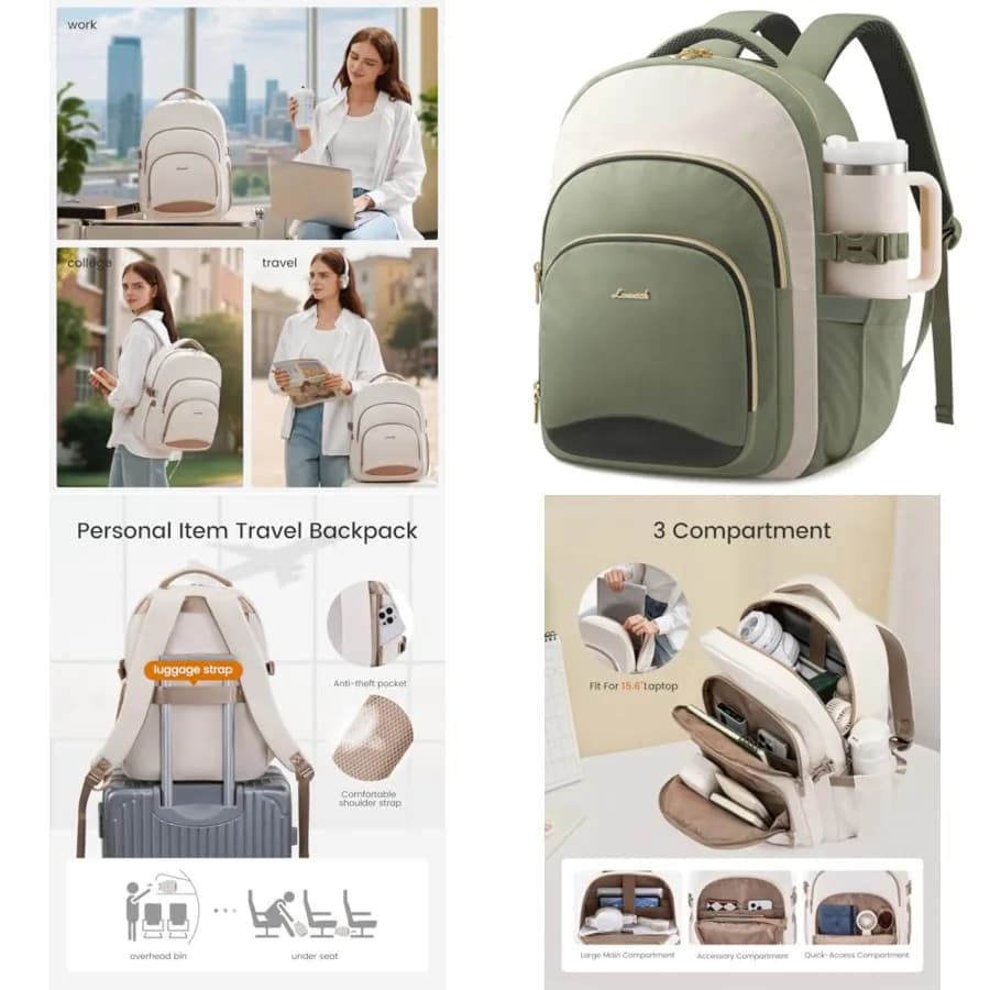 Zaino per laptop da donna, zaino da lavoro, zaino per il ritorno a scuola per studentesse e ragazze adolescenti, borsa da viaggio casual per oggetti personali