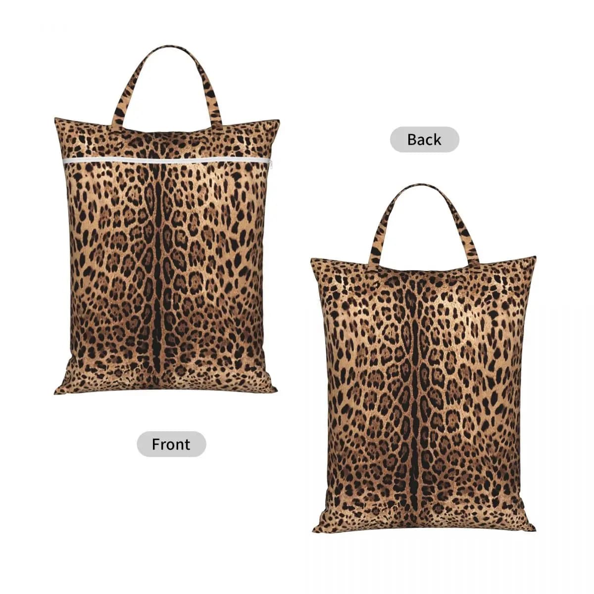 Leopard Print Skin Travel Laundry Bag Waterproof Reusable Dirty Clothes Pouch Gym Yoga Vacation Washing Basket