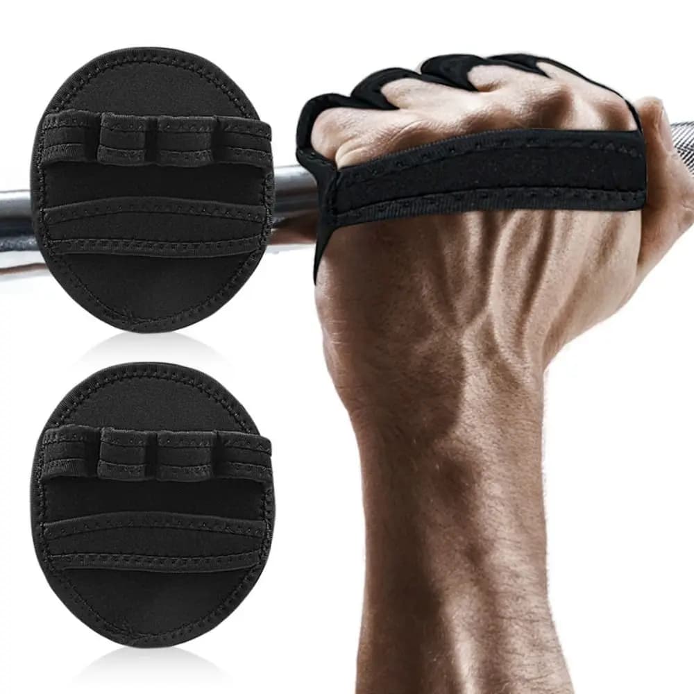 1 pair Anti-Skid Horizontal Bar Booster Gloves Palm Protection Four-finger Powerlifting Gym Gloves Thicken Breathable