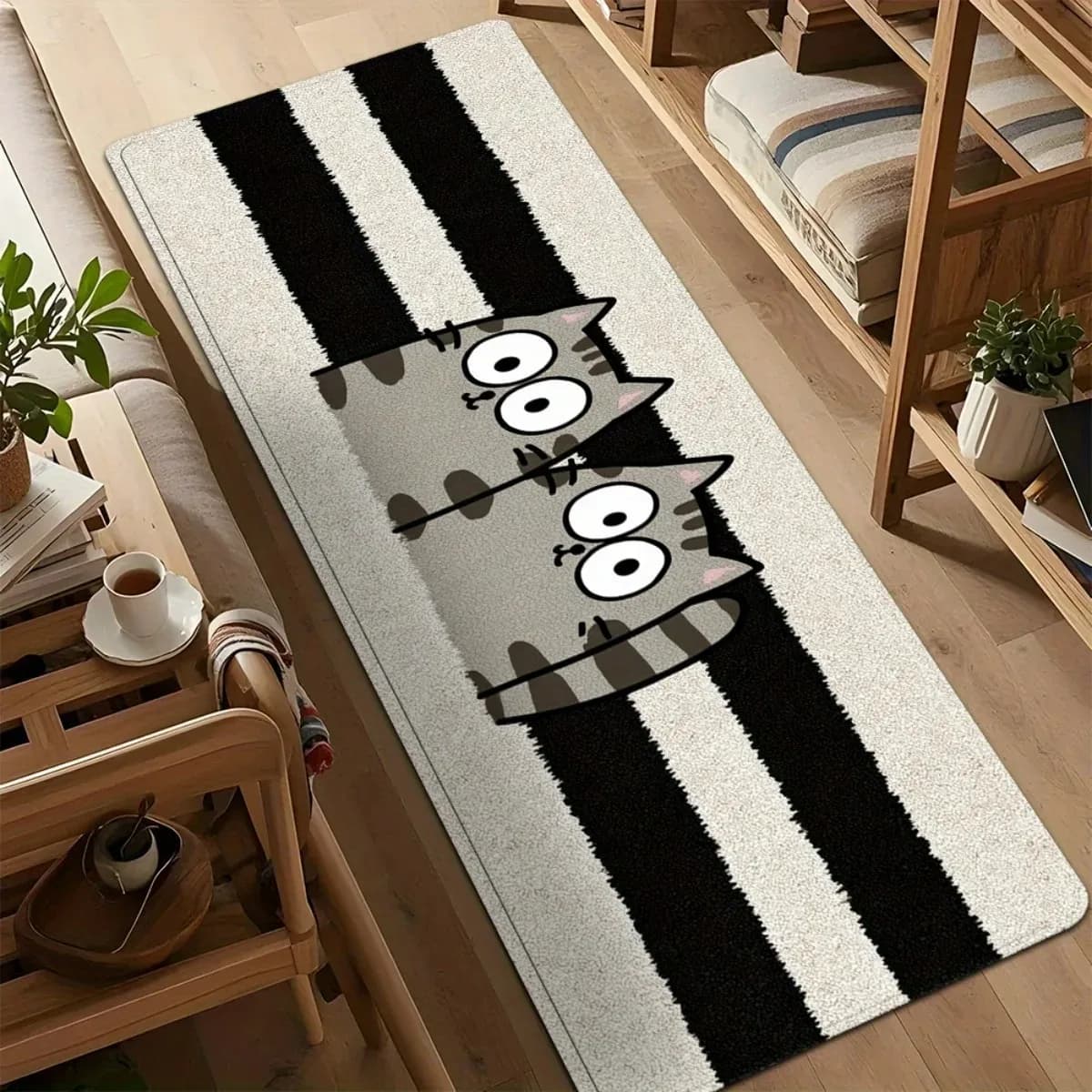 Cartoon Cat Carpet Striped Floor Mat Washable Doormat Carpet for Live Room Rug for Bedroom Bathroom Mat Home Decor Bedroom