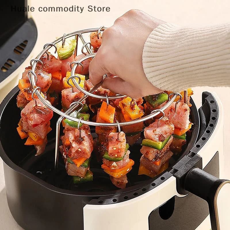 Air Fryer Stainless Steel Vertical Grill Rack Detachable String Grill Vertical Barbecue Skewer Bracket 24 Baking Needle