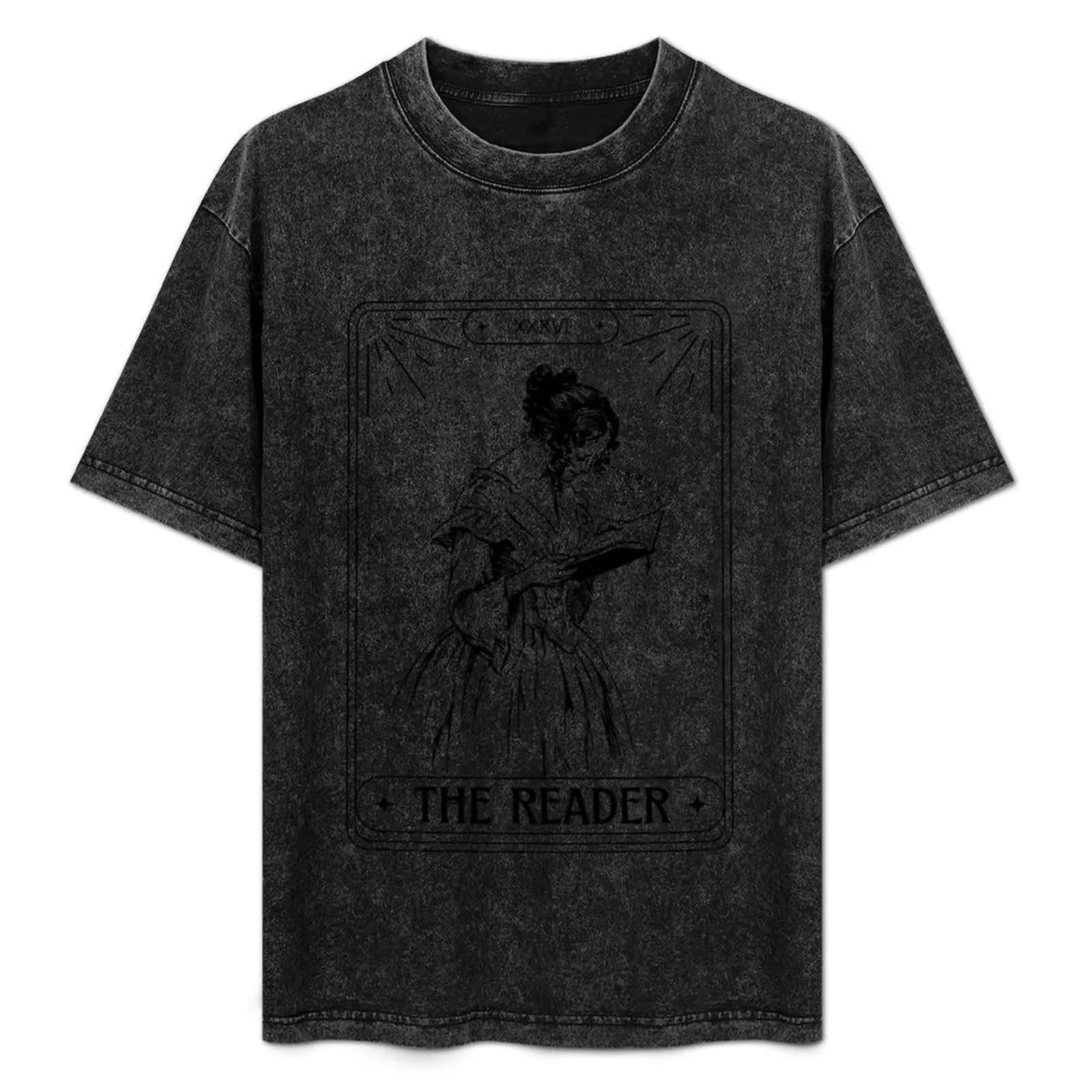 T-shirt The Reader Tarot Card Linework (scuro) T-shirt a maniche corte per il Giorno dell'Indipendenza