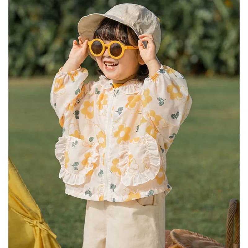 Summer Fashion leggero floreale adorabile neonate cappotti con cappuccio Full Zip bambini tuta da sole Top giacche per 1-10 anni