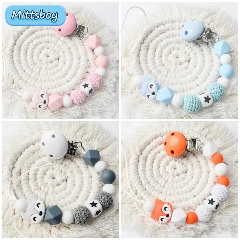 Clip per ciuccio per bambini Perline a stella in silicone Catene per ciuccio Infantile Tettarelle da biberon Placare Clip per catena per succhietto Porta ciuccio Clip per capezzoli Regalo