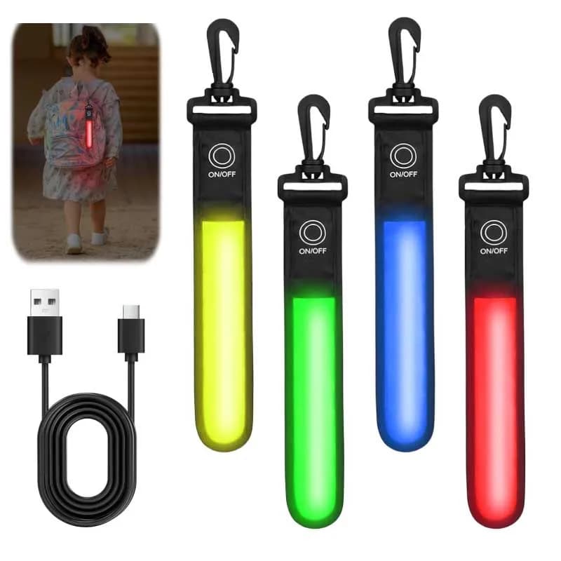 Rechargeable Backpack Reflective Strip Hiking Bag for Cycling LED Reflector Night Light Safety Walking Race Pendant for Safety Bag