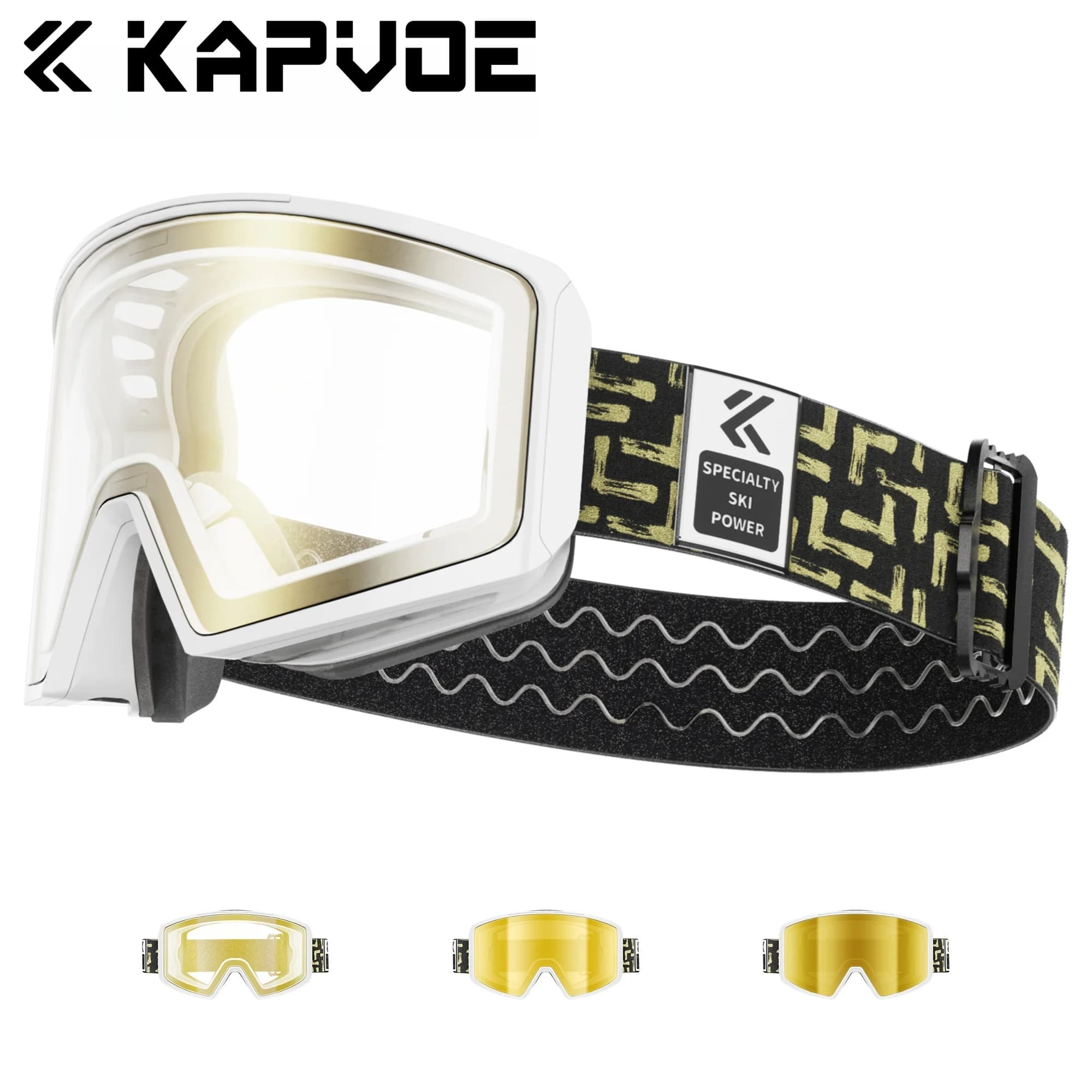 Occhiali da Sci Fotocromatici Kapvoe, Occhiali da Sole Antiappannamento per Snowboard, Maschera per Uomo e Donna, Kit Occhiali UV400, Occhiali per Motoslitta Invernali