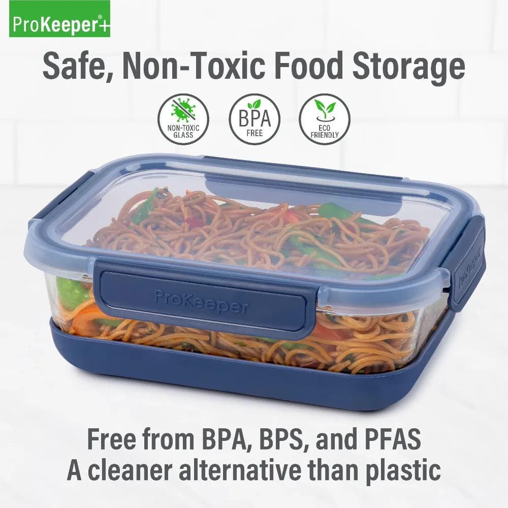 Best seller Airtight Silicone Lid Food Container 6.1 Cup Glass Meal Prep Storage with Locking Clips Leakproof for Kitchen Pantry Fridge Freezer Microwave Dishwasher Safe
