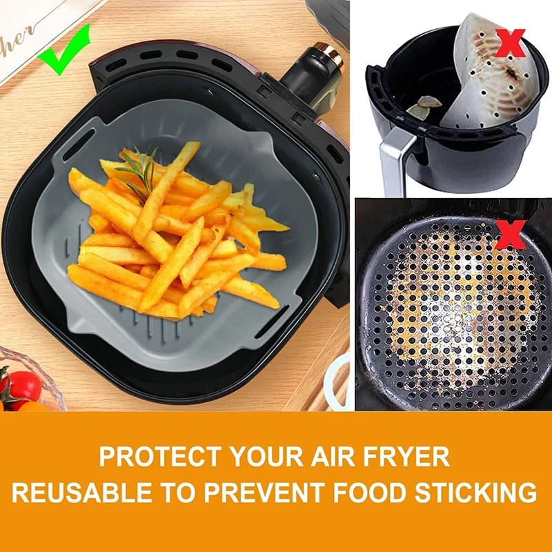 Silicone mold for air fryer, basket coating, reusable baking tray, pizza non-stick baking tray, kitchen accessories
