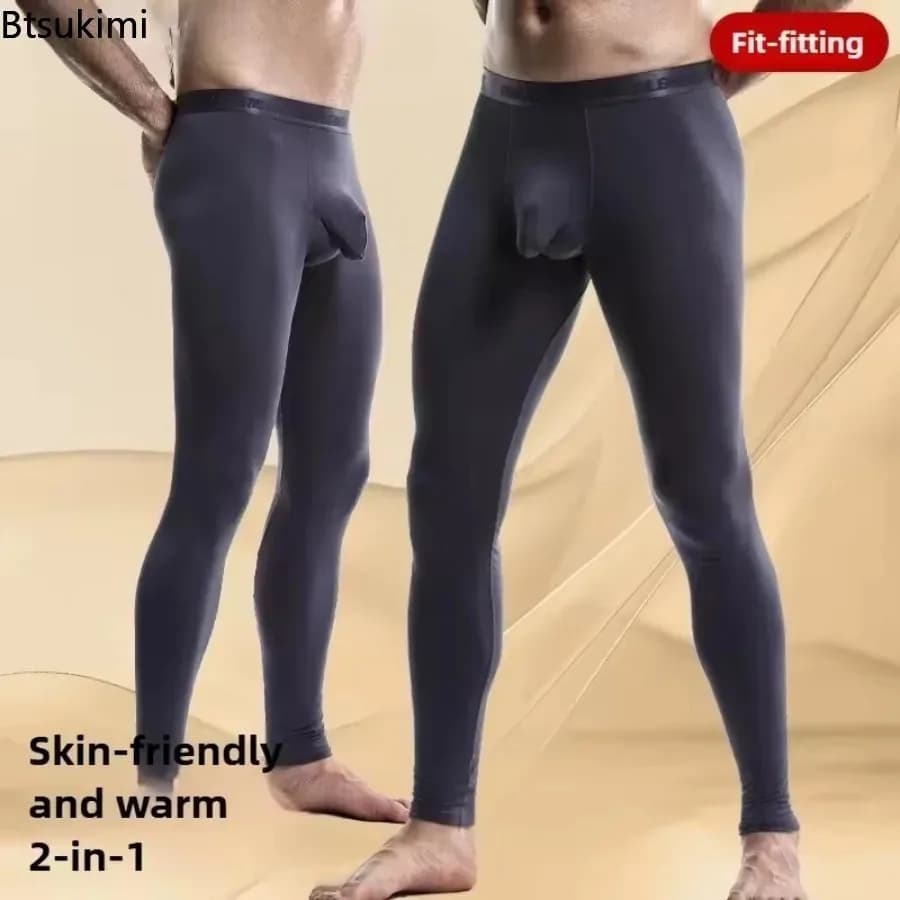 Nuovi Proiettili da uomo Biancheria intima termica Pantaloni Autunno Inverno Mutande lunghe 2-in-1 Leggings separati Comodi pantaloni caldi e sottili Uomo