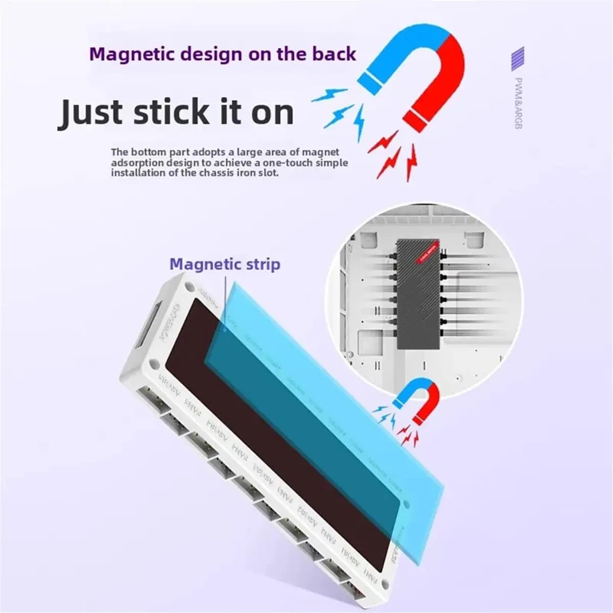 NEW FACTORY~ARGB PWM Fan Hub RGB 5V 3-Pin Sync PC Case Fan Controller with Temperature Control for Desktop Computer Fans B