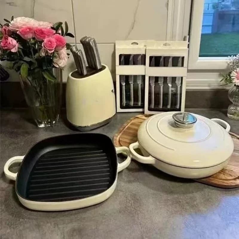 Internet celebrity steak barbecue 26cm frying pan high quality flat bottom frying pan induction cooker gas universal