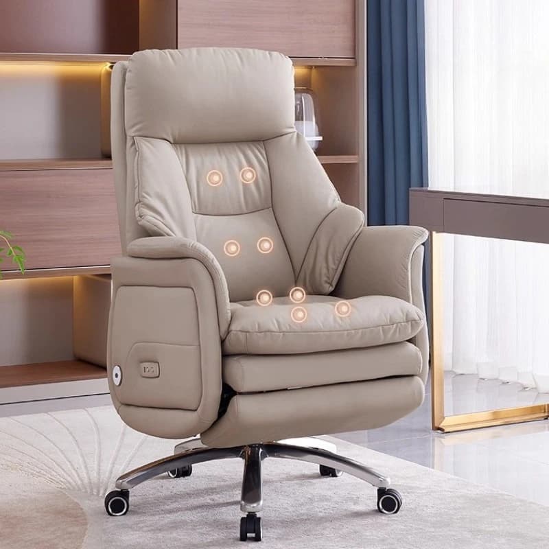 Poltrona Direzionale in Pelle con Massaggio Elettrico, Ventilazione e Riscaldamento, Sedia da Ufficio, Sedia da Gaming, Poltrona Relax Ergonomica per Manager