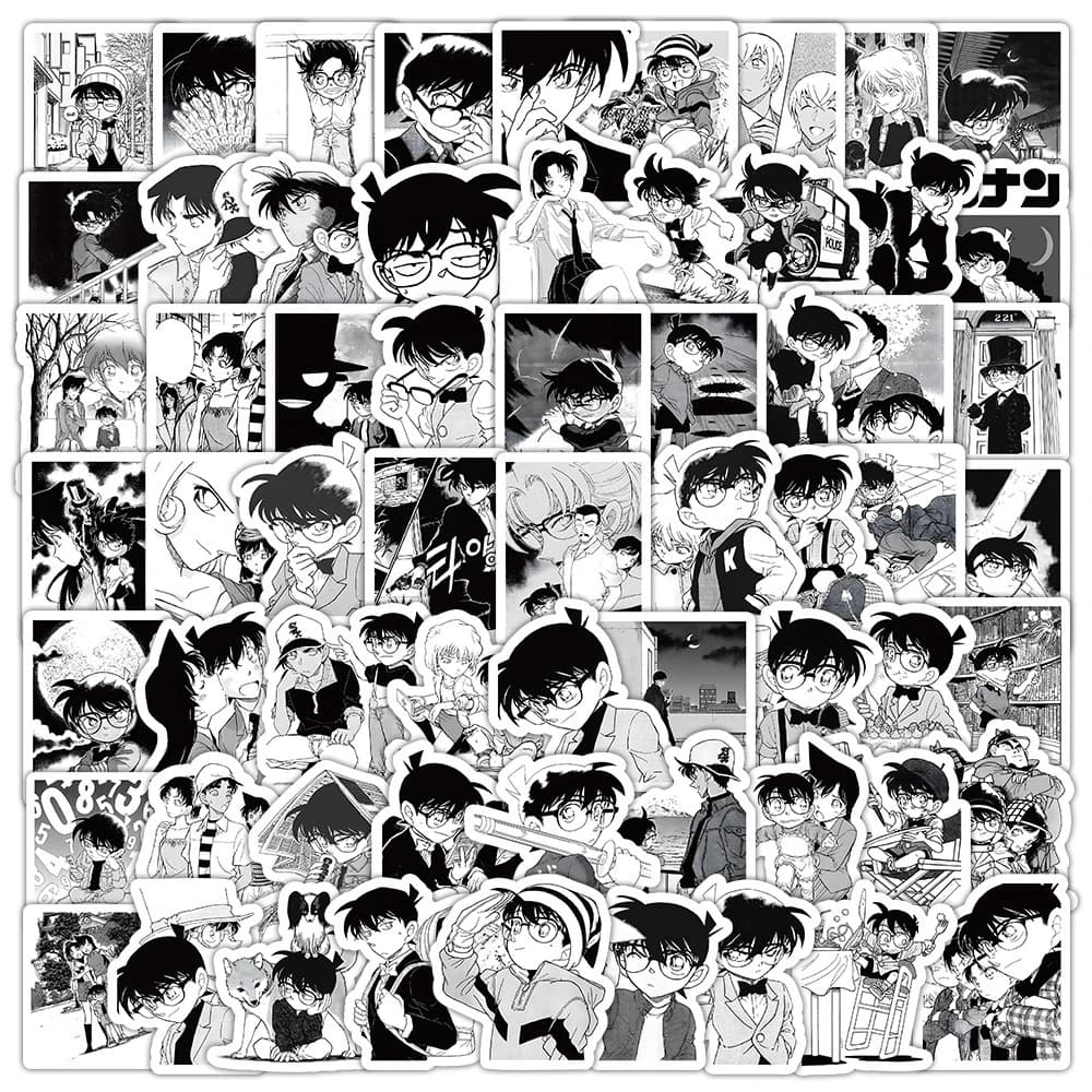10/30/50/100pcs Anime Detective Conan Adesivi Freddo Nero Bianco Graffiti Decalcomanie FAI DA TE Telefono Notebook Cancelleria Manga Decalcomanie pacchetto