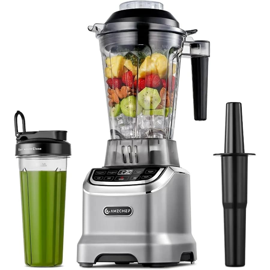 Professional Smoothie Blender, 4 Functions, 1800W, 63 Oz Carf / 20 Oz Bicycle for Take, Ice and Frozen Fruit, Self-cleaning