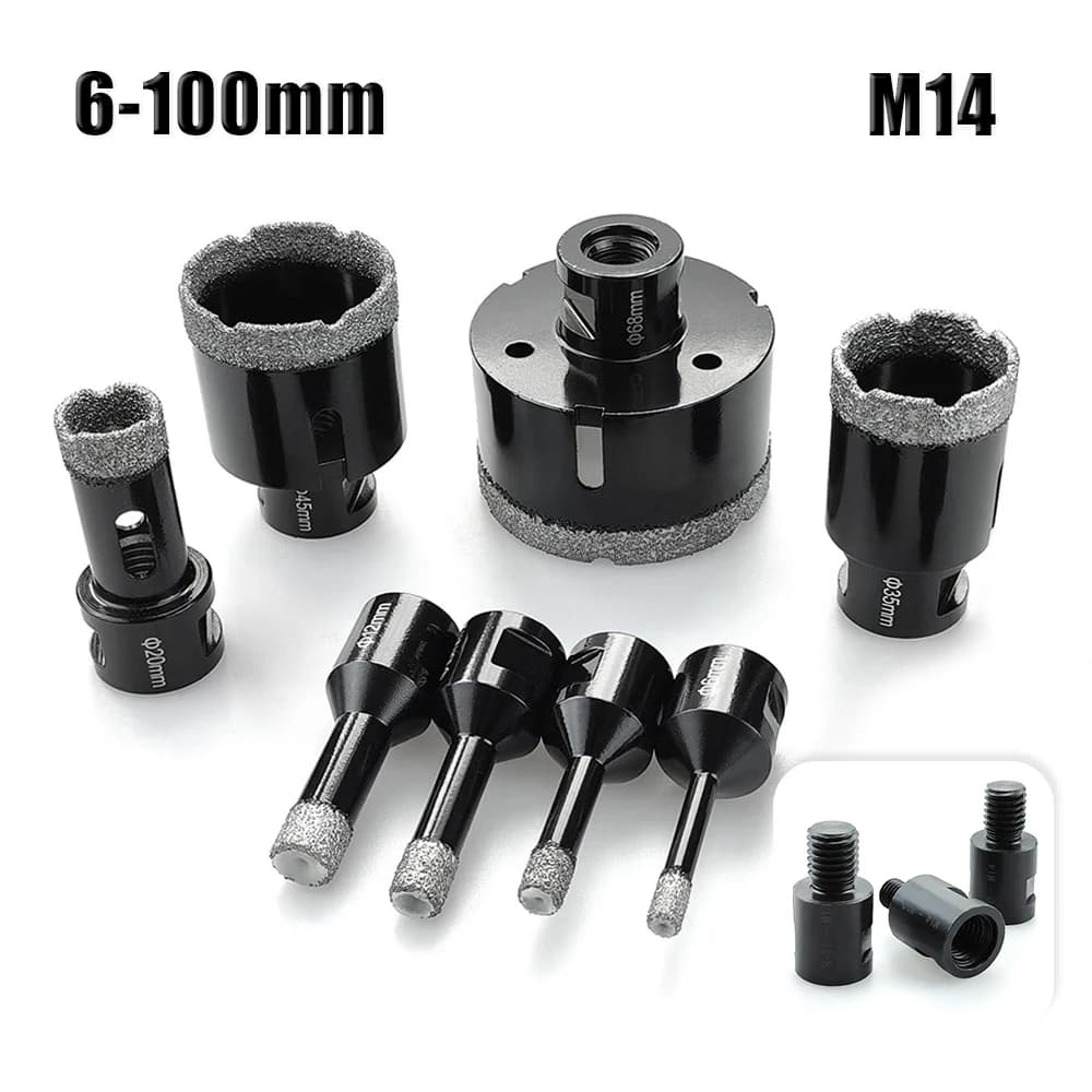1 pz M14 filo diamante secco sottovuoto brasato punte di perforazione set piastrelle di porcellana corone trapano granito marmo sega a tazza strumenti