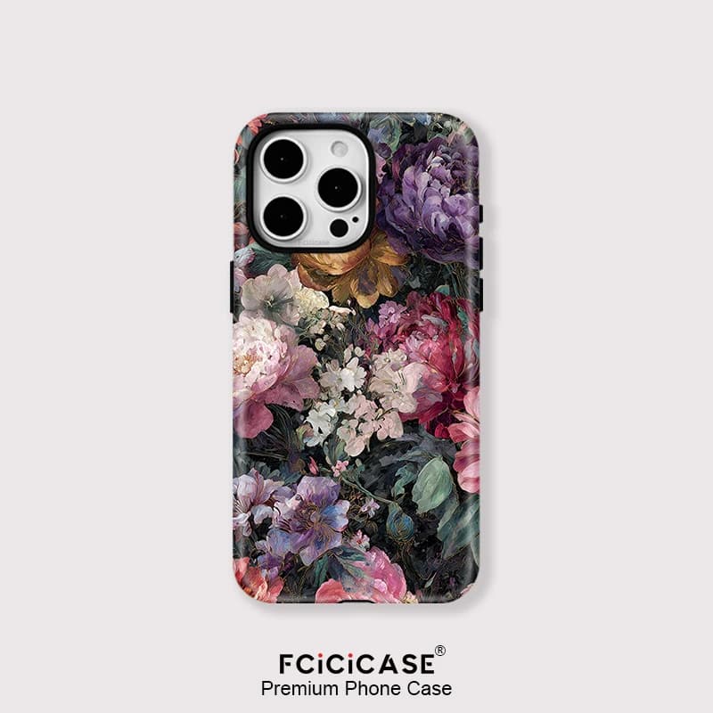 Fcicicase Custodia magnetica per armatura Magsafe per iPhone 16 15 Plus 14 13 12 11 Pro Max Custodia morbida opaca fiore vintage antiurto