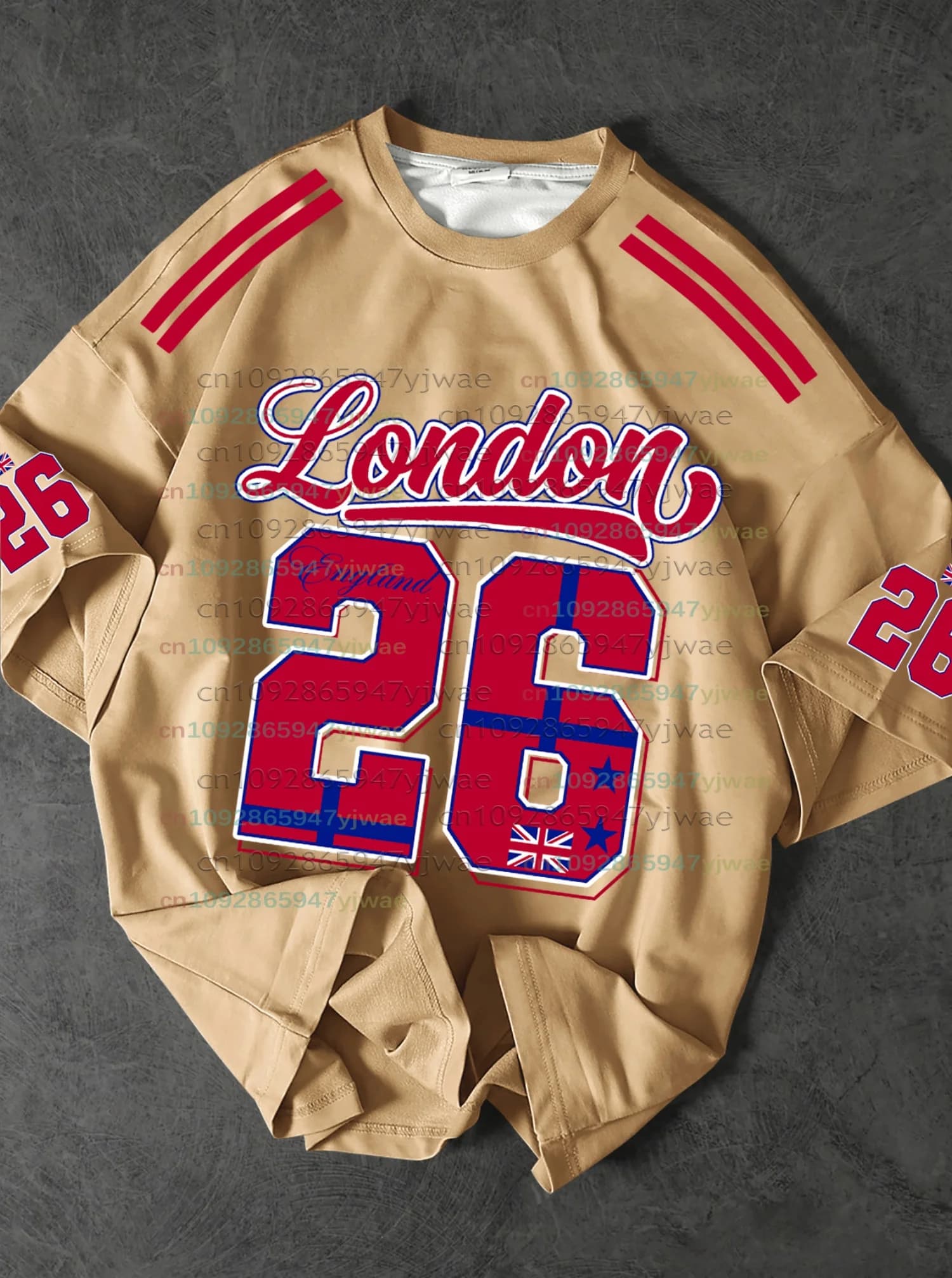 Nuova T-shirt estiva 2026 da uomo LONDON 26 con stampa digitale personalizzata, casual americana, e T-shirt da donna estiva a maniche corte da surf per la spiaggia