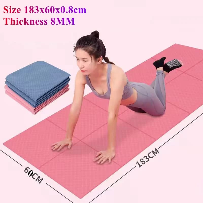 Fold Portable 183x60CM Yoga Matt 8MM Thick Yoga Mat Anti-skid Exercise Yoga Pilates Gymnastics Mat Sports Fitness Mat Comfort