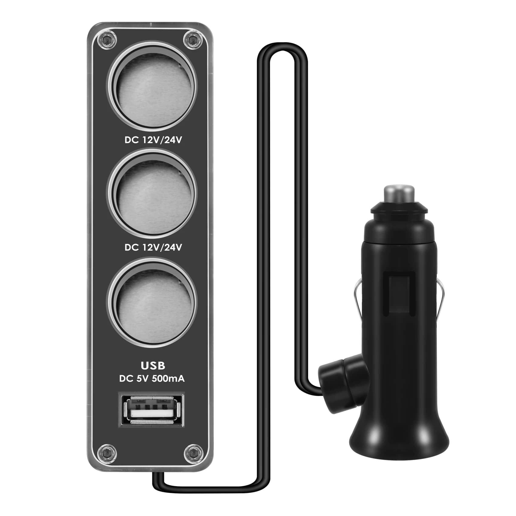 SPLITTER LIGHTER CIGARETTE per auto MULTI SOCKET a 3 vie CARICATORE con presa USB DC 12V/24V Triplo ADATTATORE con porta USB XY