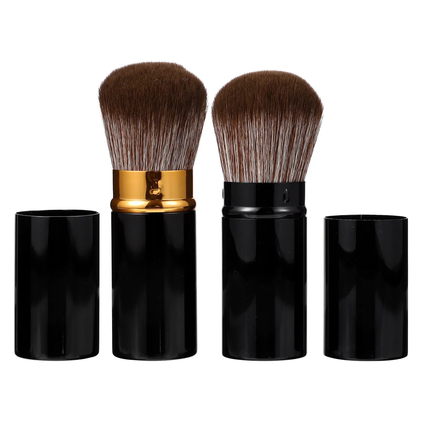 Set di pennelli per polvere da 2 pezzi, pennelli per trucco portatili, strumento per trucco cosmetico multiuso nero, per blush e ombretto da viaggio quotidiano