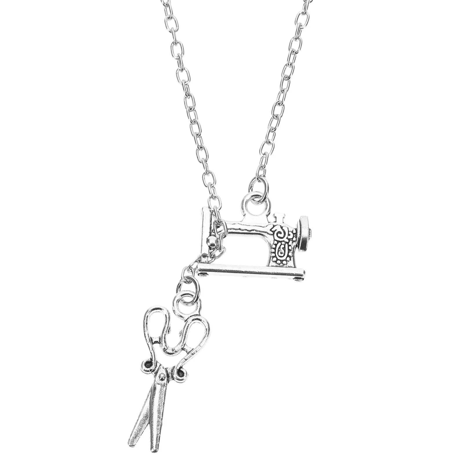 Vintage Necklace with Scissors for Women, Fashion Alloy Pendant, Creative Gift for Sewing Lovers, Jewel with Clavicola Chain